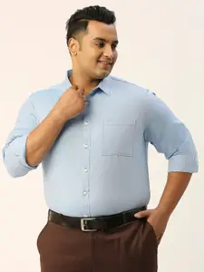 Sztori Classic Regular Fit Plus Size Micro Ditsy Long Sleeve Cotton Formal Shirt