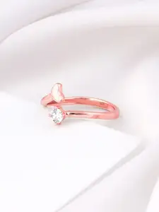 GIVA Rose Gold-Plated CZ Studded Finger Ring
