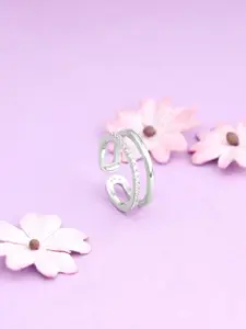 GIVA Sterling Silver Rhodium-Plated CZ Studded Finger Ring