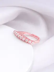 GIVA Rose Gold-Plated CZ Studded Finger Ring