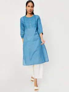 max Ethnic Motifs Yoke Design Pure Cotton Straight Kurta