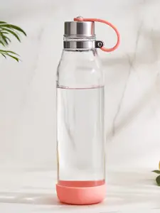 Home Centre Atlantis Bowen Pink Glass Water Bottle with Pouch 650 ML