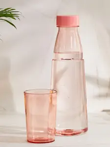 Home Centre Atlantis Syria Pink Water Bottle with Tumbler - 550 ML