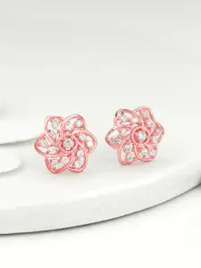 GIVA 925 Sterling Silver Rose Gold-Plated Contemporary Studs Earrings