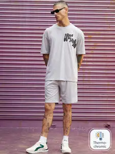 Campus Sutra Printed Oversized T-Shirt & Shorts Co-Ords