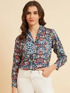 Azira Floral Printed Shawl Collar Casual Shirt
