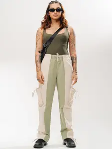 FREAKINS Women Straight Fit High-Rise Clean Look Pure Cotton Cargos