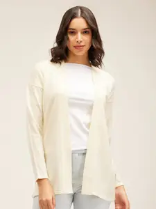 FableStreet Shawl Collar Acrylic Longline Front-Open Sweater