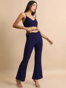 Tokyo Talkies Shoulder Straps Tie Up Crop Top with Trouser