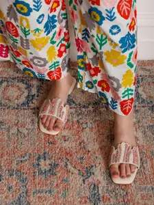 Shezone Embellished Open Toe Flats