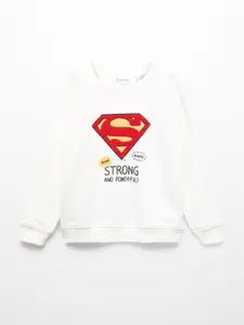 Mango Kids Boys Cotton Superman Self Design Sweatshirt