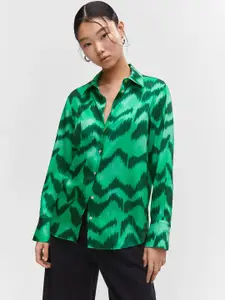 MANGO Satin Finish Printed Casual Shirt