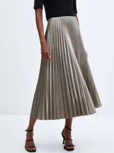 MANGO Sheen Accordion Pleated Midi skirt