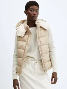 MANGO Water Resistant Detachable Hood Gilet Padded Jacket