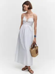 MANGO Schiffli Embroidered Pure Cotton Maxi Dress