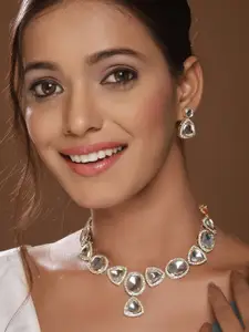 Anouk Silver-Plated Cubic Zirconia-Studded Necklace & Earrings