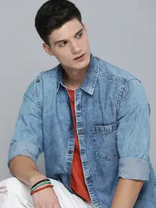 R.Code by The Roadster Life Co. Denim Pure Cotton Casual Shirt