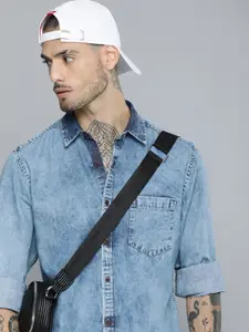 R.Code by The Roadster Life Co. Denim Pure Cotton Casual Shirt