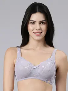 Enamor Floral Lace Full Coverage Non Padded Underwired Everyday Bra With All Day Comfort