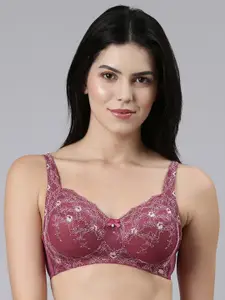 Enamor Floral Self Designed Full Coverage Underwired Bra With All Day Comfort