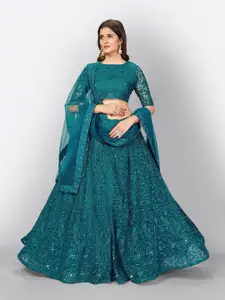 FABPIXEL Embroidered Semi-Stitched Lehenga & Unstitched Blouse With Dupatta
