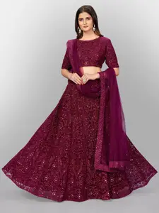 FABPIXEL Embroidered Semi-Stitched Lehenga & Unstitched Blouse With Dupatta