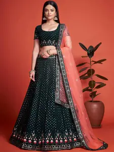 FABPIXEL Embroidered Semi-Stitched Lehenga & Unstitched Blouse With Dupatta