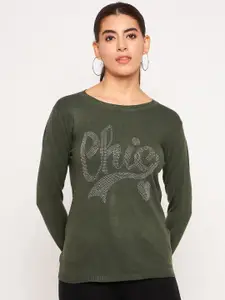 Camey Typography Embellished Wool Pullover