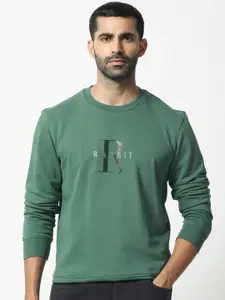 RARE RABBIT Men Perez Graphic Print Logo Sweatshirt