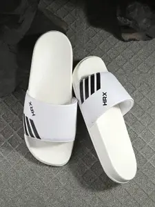 HRX by Hrithik Roshan Men White & Black Printed Sliders