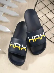 HRX by Hrithik Roshan Men Navy Blue & White Printed Sliders