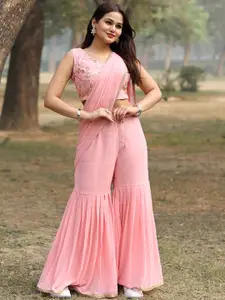 Libas Sequinned Poly Georgette Ready to Wear Sharara Saree