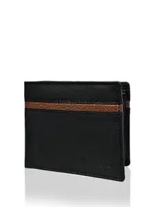 Allen Cooper Men Textured Leather Two Fold Wallet