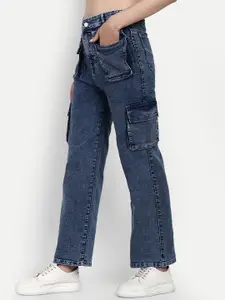 BROADSTAR Women Smart Wide Leg High-Rise Cotton Stretchable Jeans