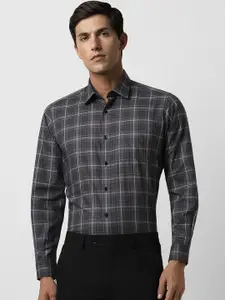 Van Heusen Men Grey Opaque Checked Formal Shirt