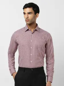 Van Heusen Men Maroon Slim Fit Micro Checks Opaque Checked Formal Shirt