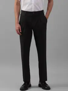 Louis Philippe Men Regular Fit Mid-Rise Pleated Plain Formal Trousers