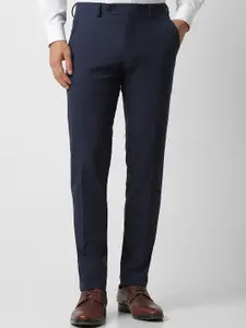 Van Heusen Men Mid Rise Slim Fit Plain Cotton Formal Trousers