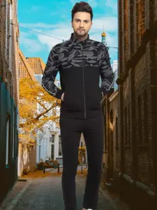 WILD WEST Printed Hooded Zipper Set Tracksuits