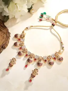 ASMITTA JEWELLERY Gold Plated Kundan-Studded Choker Necklace & Earrings