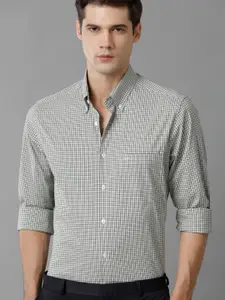 Aldeno India Slim Micro Checks Button-Down Collar Cotton Casual Shirt