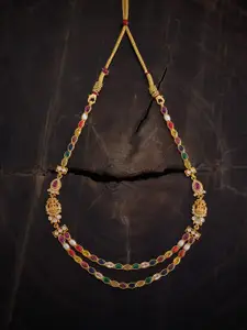 Kushal's Fashion Jewellery 92.5 Pure Silver Gold-Plated Temple Necklace