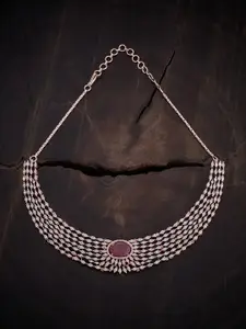Kushal's Fashion Jewellery Rose Gold Plated Cubic Zirconia Necklace