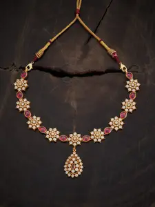 Kushal's Fashion Jewellery 92.5 Pure Silver Gold-Plated Temple Necklace