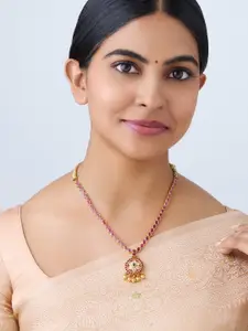 Kushal's Fashion Jewellery Embellished Bridal Gold-Plated Temple Necklace