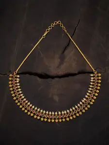 Kushal's Fashion Jewellery Gold-Plated Stone-Studded Ethnic Antique Necklace