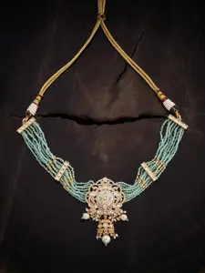 Kushal's Fashion Jewellery Gold-Plated Kundan Studded And Beaded Necklace