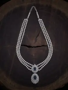 Kushal's Fashion Jewellery Rhodium-Plated Zircon-Studded Necklace