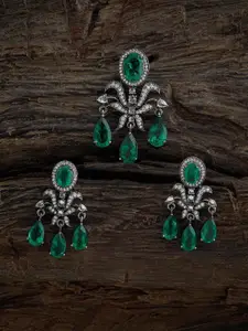 Kushal's Fashion Jewellery Rhodium-Plated CZ-Plated Pendant Set