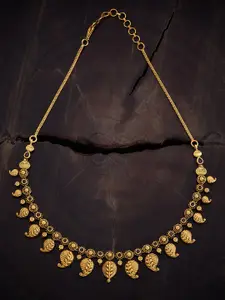 Kushal's Fashion Jewellery Gold-Plated Stone-Studded Antique Necklace